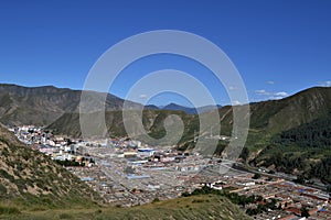 The lookout view of Xiahe or Labrang in Amdo Tibet