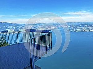 Lookouts or viewpoints and panoramic places on the educational trail Felsenweg Burgenstock or Buergenstock