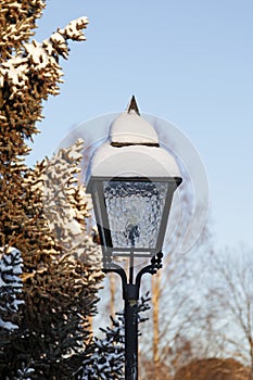 Looks like the lantern in the Narnia story covered with snow photo