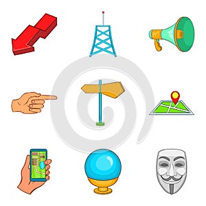 Lookup icons set, cartoon style