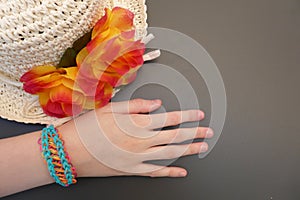 Loom band bracelet on a young girl's arm