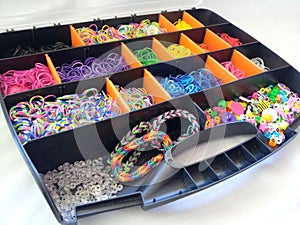 Loom band storage box and bracelets