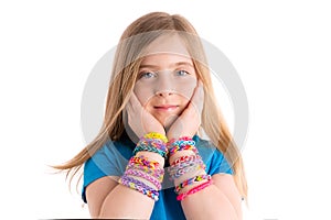 Loom rubber bands bracelets blond kid girl