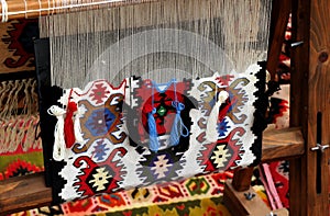 Loom on which it is done Pirot carpet