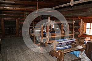 Looms in old wooden typical slovak house, Zuberec, Slovakia, Europe