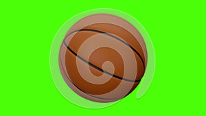 Loop-able rotating basket ball on green screen 3d rendering