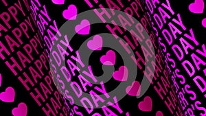 Loop Animation HAPPY MOTHERS DAY 3D text wheel motion graphics lettering on black background. 4K 3D seamless loop.