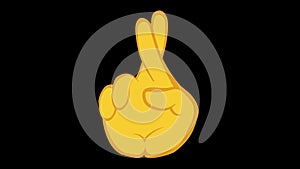Loop animation of a yellow hand crossing its fingers