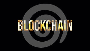 Loop Blockchain golden shine light motion text effect