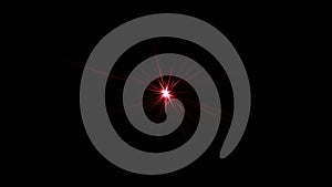 Loop center red star optical flare rays light radial