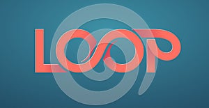 Loop logo. Vector ribbon lettering isolated on dark background