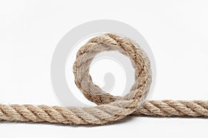 Loop made of cotton rope on white