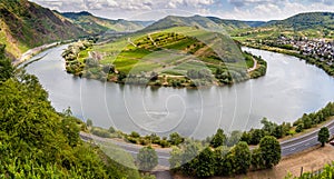 Loop of Moselle River with Calmont Hill near Bremm