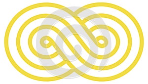 Loop motion sign. Infinity logo. Yellow line mobius shape