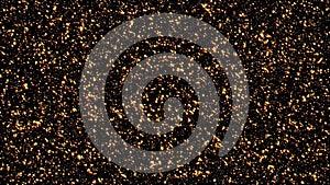 Loop moving gold stars particles on black background