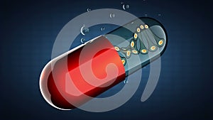 Loop rotate transparent capsule with DNA