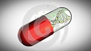 Loop rotate transparent capsule with DNA