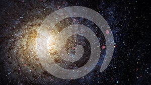 Loop Space Flight deep space exploration travel to Spiral Galaxy M74. 4K 3D loop space exploration to Messier 74.