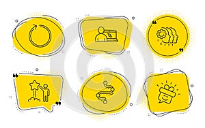 Loop, Star and Employees teamwork icons set. Timeline, Online education and Smile signs. Vector