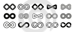 Loop symbol. Mobius ribbon shape. Abstract repetition and infinity sign. Endless or eternity geometric emblem. Isolated cycle logo