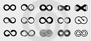 Loop symbols. Infinity vector icons set. Black mobius loop collection photo