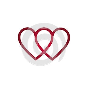 Loop from two hearts. Abstract vector symbol of love. Vector illustration isolated on white background