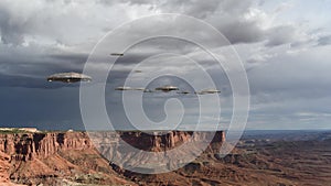 Loop with an UFO invasion over the Grand Canyon