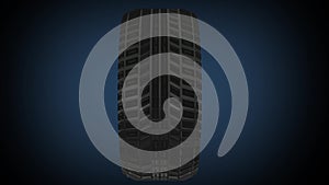 Loop video of rotating car wheel on dark background
