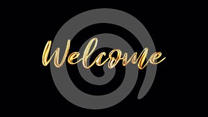 Loop Welcome golden text shine flickering light effect animation