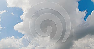 Loop of white clouds over blue sky timelapse movement, climate change