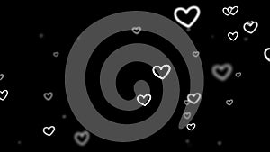 Loop white hearts flow from left to right
