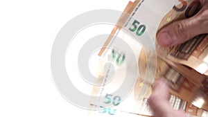 Loopable view of hands counting 50 eur bills