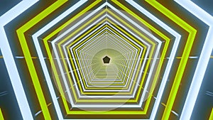 looped 3d animation, neon tunnel with polygonal frames, Light movement. Abstract cyclic background. Technology, VJ