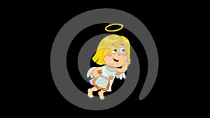 Looped cartoon animation of funny Angel character