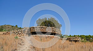 Loophole embrasure old military bunker, artillery fire control center