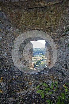 Loophole in old castle wall