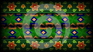 Looping animated background in flat style, seamless pattern in Indian folk style