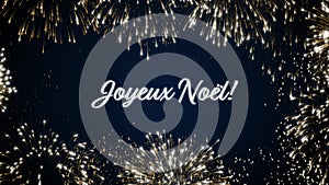 Looping merry Christmas social post card with animated fireworks.Loop Xmas Celebration concept.Multiple languages