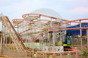 Looping roller coaster lines in amusement park rides