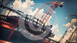 Looping Thrills A Heart Pounding Roller Coaster Adventure for National Roller Coaster Day.AI Generated