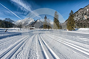 She loops at Pertisau, Karwendeltal at the Alps in Tyrol, Austria