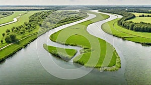 Loosdrecht recreational water river and meadow rural grass land