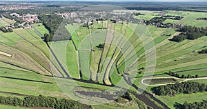 Loosdrecht recreational water river and meadow rural grass land green marsh in beautifull pattern small rivers and