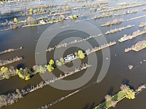 Loosdrechtse plassen harbour waterway canals and cultivated ditch nature near Vinkeveen Utrecht. Lake and water fields