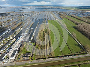 Loosdrechtse plassen harbour waterway canals and cultivated ditch nature near Vinkeveen Utrecht. Lake and water fields