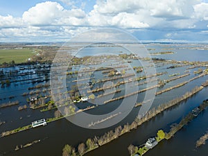 Loosdrechtse plassen harbour waterway canals and cultivated ditch nature near Vinkeveen Utrecht. Lake and water fields