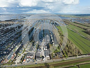 Loosdrechtse plassen harbour waterway canals and cultivated ditch nature near Vinkeveen Utrecht. Lake and water fields