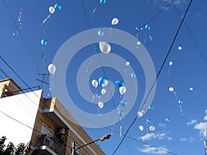 Loose of balloons at the Art for Peace event held at the Anka Raa yoga center Buenos Aires Argentina photo