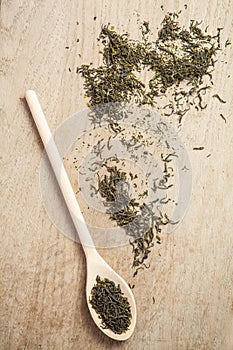 Loose dried green tea