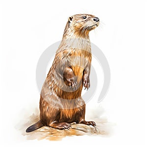 Loose Gestural Otter Full Body Illustration